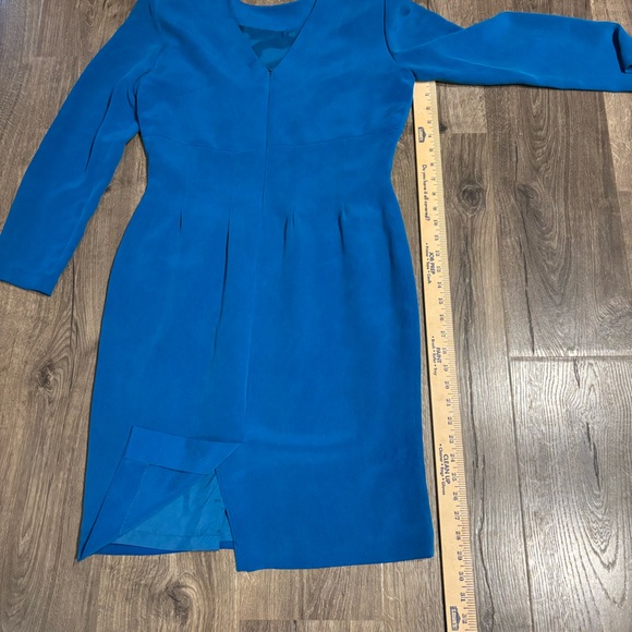 Vintage Pape’ll Too Elegant Teal Women's Dress 100% Silk size 6 - Picture 10 of 16